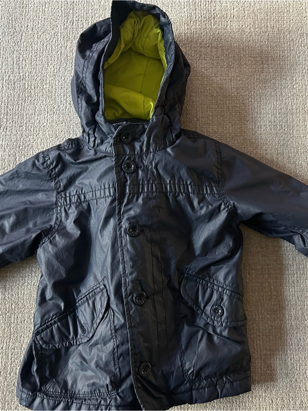 Baby Gap Hooded Winter Jacket - Navy with Lime Lining
